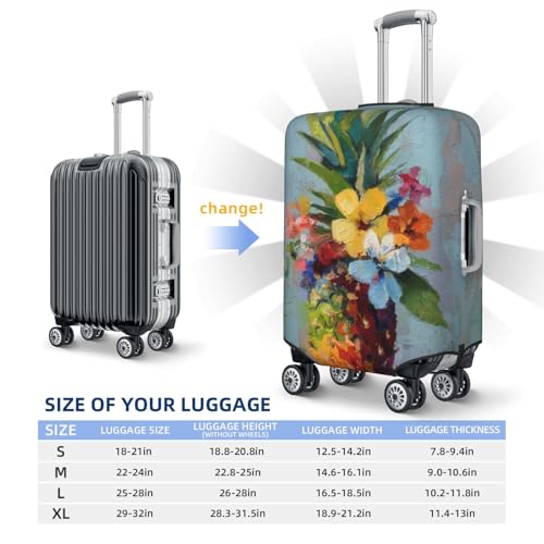 Colorful Pineapple And Flowers Elastic Travel Luggage Covers Dustproof Scratch-Resistant Suitcase Protector Fit 22-24 Inch4
