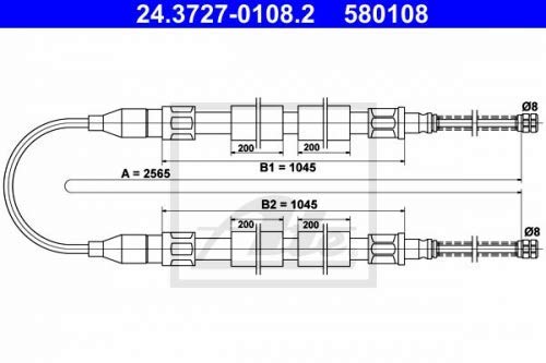 Cable de freno ATE 24372701082 original para sistema de frenado trasero en turismos