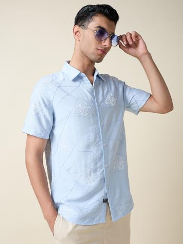 Image of Thomas Scott Men Premium Embroidered Slim Fit Casual Shirt