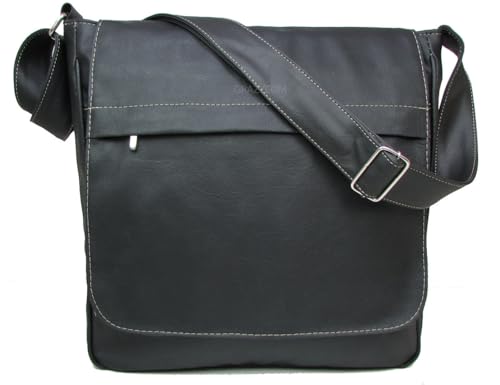 Bolsa Carteiro Pasta Transversal Ombro Laptop Escolar Trabalho Passeio Masculina Feminina (Preto)