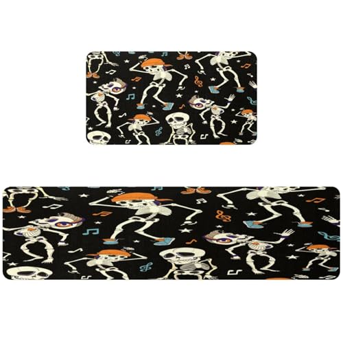 2 alfombrillas de cocina lavables con estampado de notas musicales 2