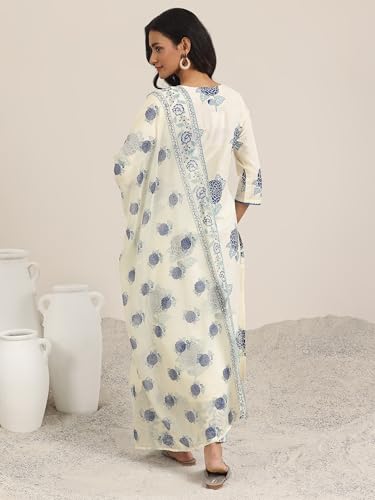 Image of Libas Printed Silk Blend Straight Kurta with Trouser and Dupatta