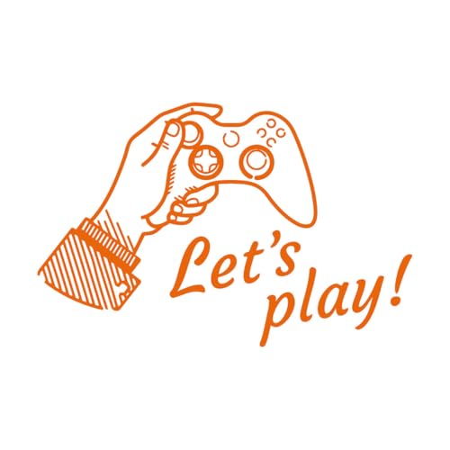 Pegatinas grabadas Juguemos a videojuegos con cita y joystick 32x49cm Multicolor Naranja