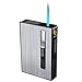 Étui à Cigarettes/boîte avec Briquet Torche, Paquet Complet 20pcs 100's Slim Cigarettes avec Briquet USB 3 en 1 Porte-Cigarettes à éjection Automatique pour Gril Bougie Feux d'artifice