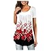 T-shirt à manches courtes pour femme - Motif floral - Col rond - Tunique ample - Motif floral coloré - Top plissé - Haut fluide, rouge, XXL