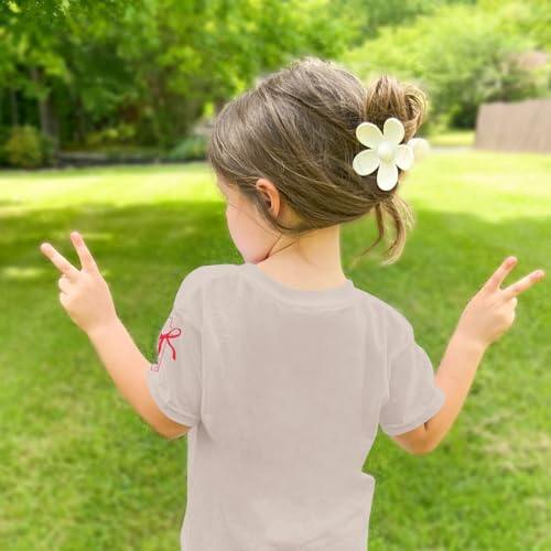 Image of Girls Cute Christian Shirts Kids Pink Bow Shirt Jesus God Faith Tshirts Aesthetic Cross Bible Verse Graphic Tee Tops