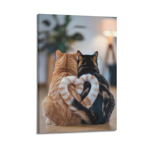Toile chat jaune et noir romantique pour sublimer votre chambre à coucher