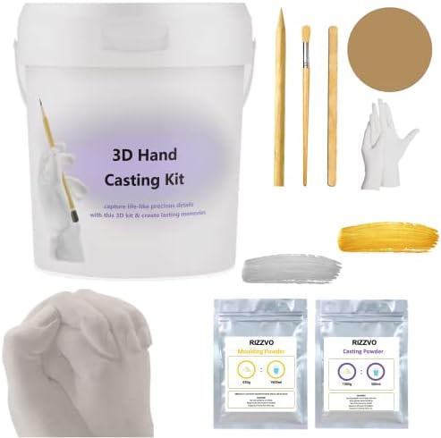 Family Hand Casting Kit 3D Gift | Hand Moulding Kit Couples for Childrens Adults | Ideal for Wedding | Engagement | Wedding Gift with Gold and Silver Paint