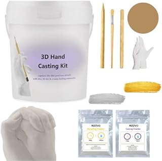 Family Hand Casting Kit 3D Gift | Hand Moulding Kit Couples for Childrens Adults | Ideal for Wedding | Engagement | Wedding Gift with Gold and Silver Paint