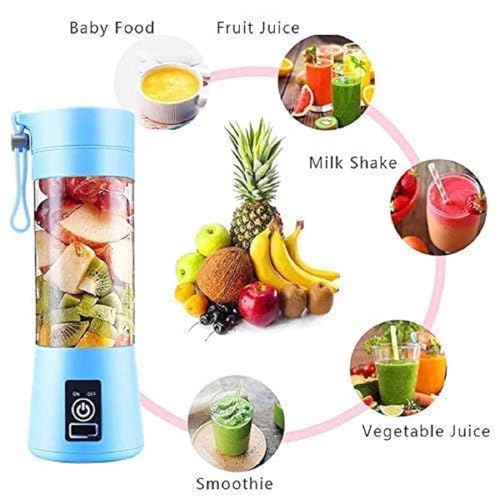Image of Portable 6-Blade Juicer Blender with Built-In Jar Juice Mixer Bottle, Fruit Juice Machine, USB Rechargeable Personal Size Juicer Grinder for Juices, Kitchen Appliance Milk Shakes (Multi Colour)(S6)