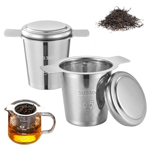 2 Pack Tea Infuser 304 Stainless Steel Mesh Strainer with Do