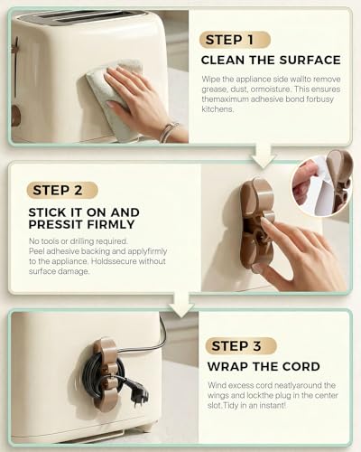 Image of Cord Organizer for Appliances, 6 Pack Appliance Cord Organizer Stick On, Soft Rubber Appliance Cord Wrap with Strong Adhesive, Cord Holder for Kitchen Appliances, Perfect for Coffee Maker Air Fryer