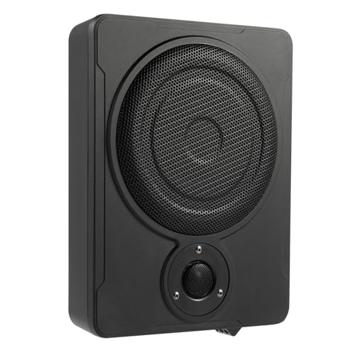 Image of Wawuwao 600W Underseat Car Subwoofer with Built-in Amp, 8Inch Slim Amplified Subwoofer with Remote Control, Compact Low Profile Bass Speaker for Cars and Trucks