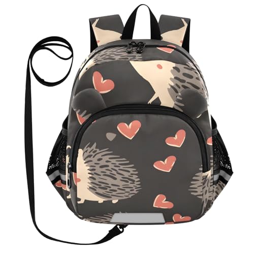 Kid's Backpack for Boys & Girls Toddler Bag Hedgehog Love Backpack with Safety Leash