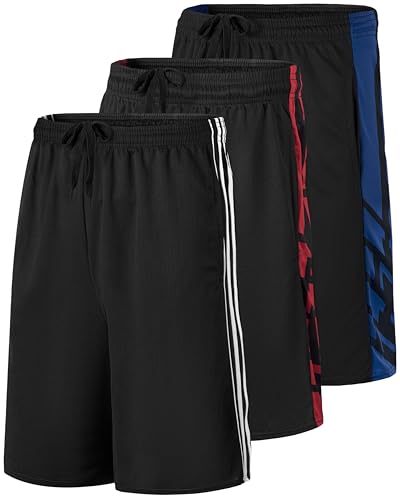 Real Essentials 3 Pack: Men’s Mesh Basketball & Athletic Performance Gym Shorts with Pockets (S-3X)