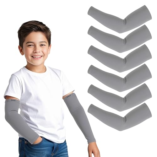 Image of Kids Arm Sleeves - Protective Arm Covers for Boys & Girls, Ages 5-13, UV Sun Protection, Perfect for Sports, Cycling, Running, and Outdoor Activities