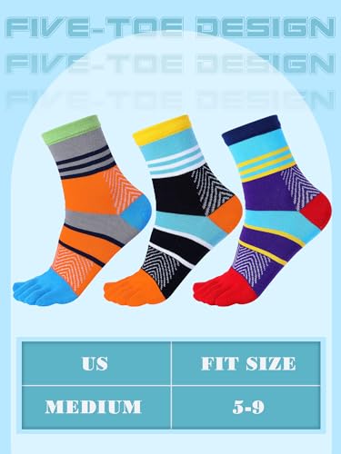 Image of Fourluoo 3 /6 Pairs Women Toe Socks Cotton Breathable Ankle Five Toe Socks for Men Women Athletic Running