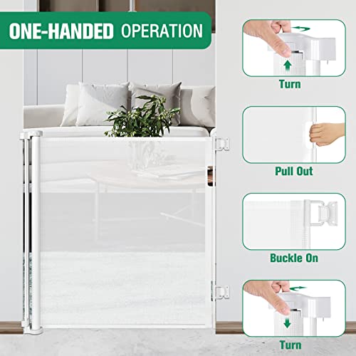 42-Inch Extra Tall Retractable Baby Gates 56" Wide Baby Gate Tall Dog Gate Indoor Outdoor Retractable Dog Gate Adjustable Pet Gate Dog Gates For The House Tall Baby Gate For Stairs, Doorways, White #TOP3
