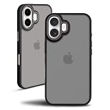 ZENIX DESIGN TECH iPhone16 Pro 用 ケース 選べる 背面クリア マット シアー くすみカラー メタルボタン 耐衝撃 バンパーケース スマホケース ZX-Colorsafe2 (マット, ブラック, iphone_16_pro)