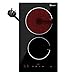 GIONIEN 30cm Ceramic Hob 2 Zone, 2 Rings Electric Cooker, Domino Portable Double Electric Hobs Built in a Worktop with 13Amp Plug, 2900W, GTM230TP