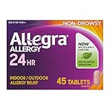 Allegra Adult 24-Hour Allergy Relief Tablets, Non-Drowsy Indoor and Outdoor Allergy Medicine, 180 mg Fexofenadine HCI Antihistamine Pill, 45-Count