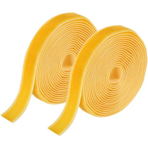 Ruban velours MECCANIXITY 2/5po x 2 verges, jaune, face simple, 2 pcs