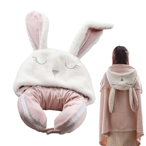 Travel Pillow & Blanket Set - 2 in 1 Neck Pillow, Comfortable Blanket with Hat | Comfortable Travel Pillow For Airplane, Travel Pillow On The Road For Long Flights,