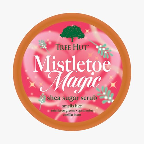 Image of Tree Hut Mistletoe Magic Shea Sugar Scrub, Exfoliating, Hydrating & Moisturizing Body Scrub with Shea Butter & Nourishing Essential Oils, Smooth & Soften Skin, Limited Edition Holiday, 18 oz