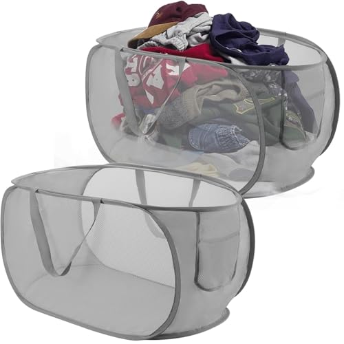 2 Stück Pop Up Wäschekorb, Foldable Laundry Basket, Stabil...