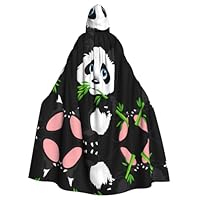 POEZJZW Cute Panda Pattern Poncho Halloween Hooded Cape Women'S Men'S Halloween Dress Up Party Cosplay Costumes