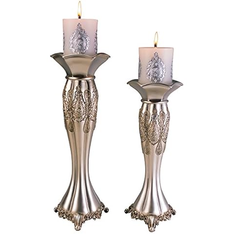 OK Lighting Silver Paisley Candleholder Set Cover