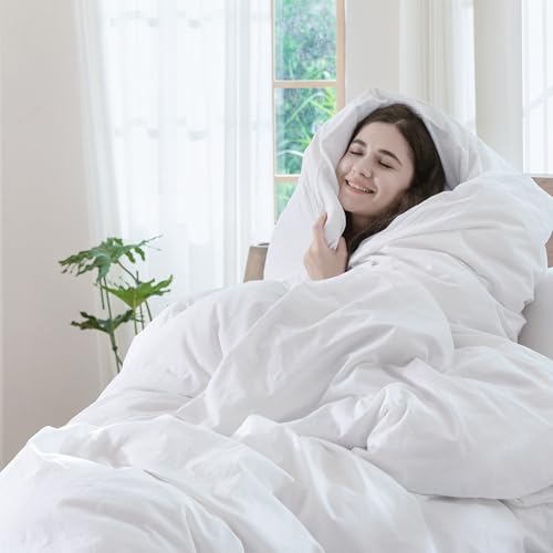 Image of MooMee Duvet Cover Set 100% Washed Cotton Linen Like Queen | Relaxed Linen-like Texture. Soft, Breathable & Long-lasting Comfort. Lightweight. Hidden Zipper with 8 Interior Corner Ties