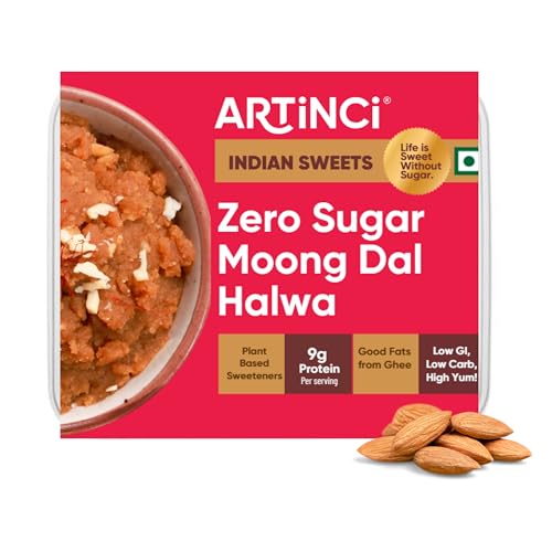 Image of Artinci Sugar Free Moong Dal Halwa 200 g| High Protein Low Carb Keto Friendly | Pure Desi Ghee | Diabetic Friendly Indian Sweet | No Added Sugar