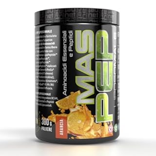 NET Integratori MAS PEP LIPOSOMIALE - 300g Arancia - Pre-Intra e Post Workout con EAA Amminoacidi Essenziali e BCAA, Massimizza la Sintesi Proteica, la Crescita e il Recupero Muscolare