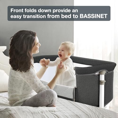 RONBEI Baby Bassinet Bedside Sleeper, Easy to Assemble Bassinets for Baby/Infants, Height Adjustable Bedside Bassinet for Newborn Baby