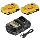 DCB203-2 Upgraded 3.0Ah Replacement for Dewalt 20V MAX Battery and Charger Combo Compatible with Dewalt 20V Battery with Charger Replacement for Dewalt 20 Volt Lithium Battery DCB205 DCB203 DCB204