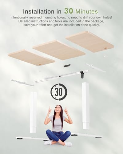 JUMMICO 160x70cm Electric Standing Desk with USB Charging Height Adjustable Desk with Sedentary Reminder Stand Up Desk with Splice Board for Home Office,Beige - 10