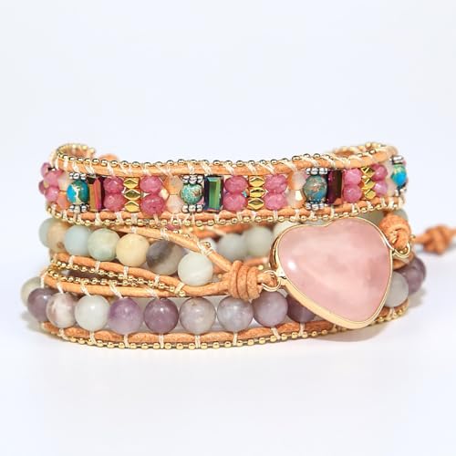 Image of Boho Stone Wrap Bracelet for Women,Turquoise Beaded Bracelet Jewelry Gift