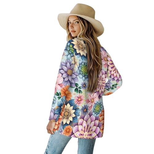 Image of Biyejit Women's Long Sleeve Open Front Cardigan Casual Loose Lightweight Cardigans with Pockets Drape Cardigan