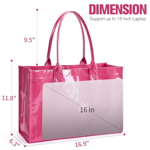 Image of KALIDI PVC Tote Bag Women's Kraft Paper Work Handbags Purses with Top Handle