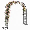 Vioranex Black Heavy Duty Galvanized Steel Garden Arch - 7 Feet Tall, Iron Trellis for Climbing Plants, Wedding Arch, Outdoor Patio Decor, 82.6" W x 92" H