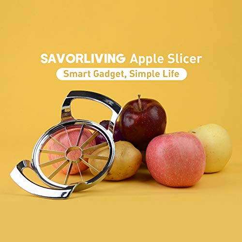 Savorliving Apple Slicer Upgraded Version 12-Blade Extra Large Apple Corer, Stainless Steel Ultra-Sharp Apple Cutter, Pitter, Divider For Up To 4 Inches Apples (Update) (12 Cut) #TOP6