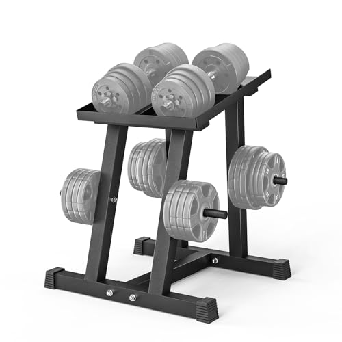 Image of PAPABABE Adjustable Dumbbell Stand with 1 inch Plate Tree, Heavy-Duty Dumbbell Column Rack with 500LB Capacity - Compact Space-Saving Design, Anti-Tip Base & Ergonomic Height for Home Gym Organization