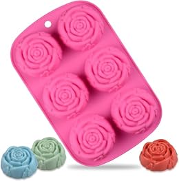 AKOAK 6-cavity Silicone Cake Mold, DIY Handmade Soap Mold, Non-stick Donut Mold, for Chocolate Pudding Jelly Muffin Cups, Kitchen Baking Decoration (Pattern)