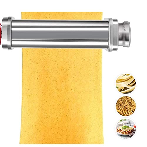 Pasta Roller Attachment for KitchenAid Stand Mixers, Stainless Steel Dough Roller with Cleaning Brush