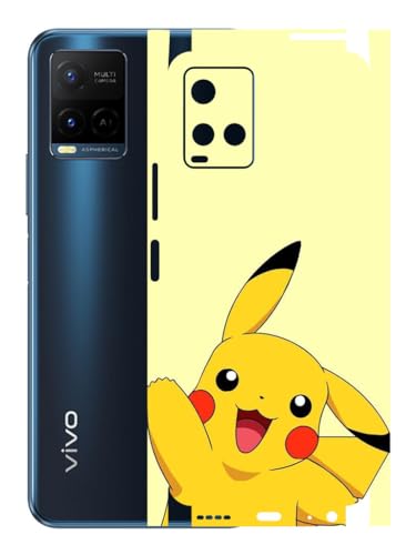 Image of AtOdds - VIVO Y33T Mobile Back Skin Sticker - Lamination - Rear Screen Guard Protector Film Wrap (Coverage - Back+Camera+Sides) (Design - Pika)
