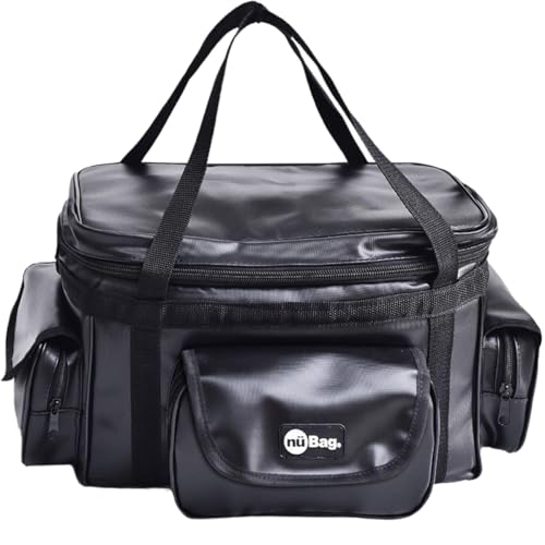 Bolsa de Pescaria Saco de Pesca Mochila Alça de Ombro Costura Reforçada e Resistente Vários Bolsos Feita de Nylon Plástificado Bag Case Fishing Nü Bag