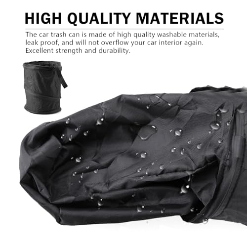 Image of Shakas Car Trash Can, Pop-up Collapsible Car Trash Bin, Waterproof Hanging Car Trash Bag, Portable Foldable Multifunctional Accessories Car Trash Bin (Black)