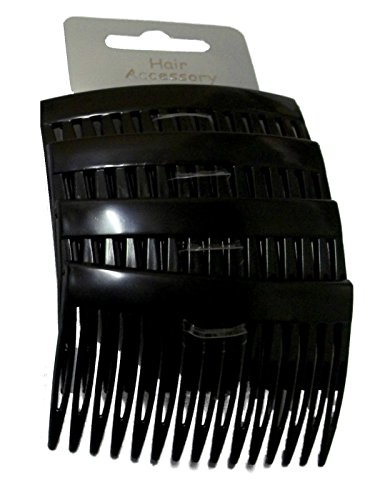 Set of 4 Black Plain Hair Combs Slides 7cm (2.8) by Pritties Accessories