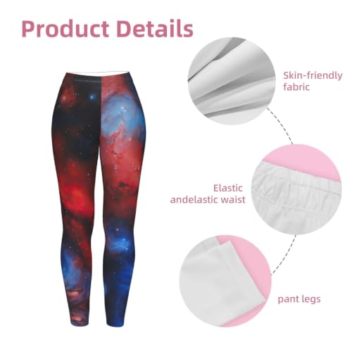 Leggings de compresión galaxia roja y azul ideales para running y yoga 6